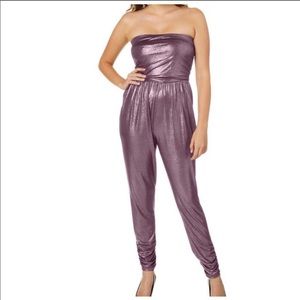 jumpsuit Strapless high waisted PINK retro tapered